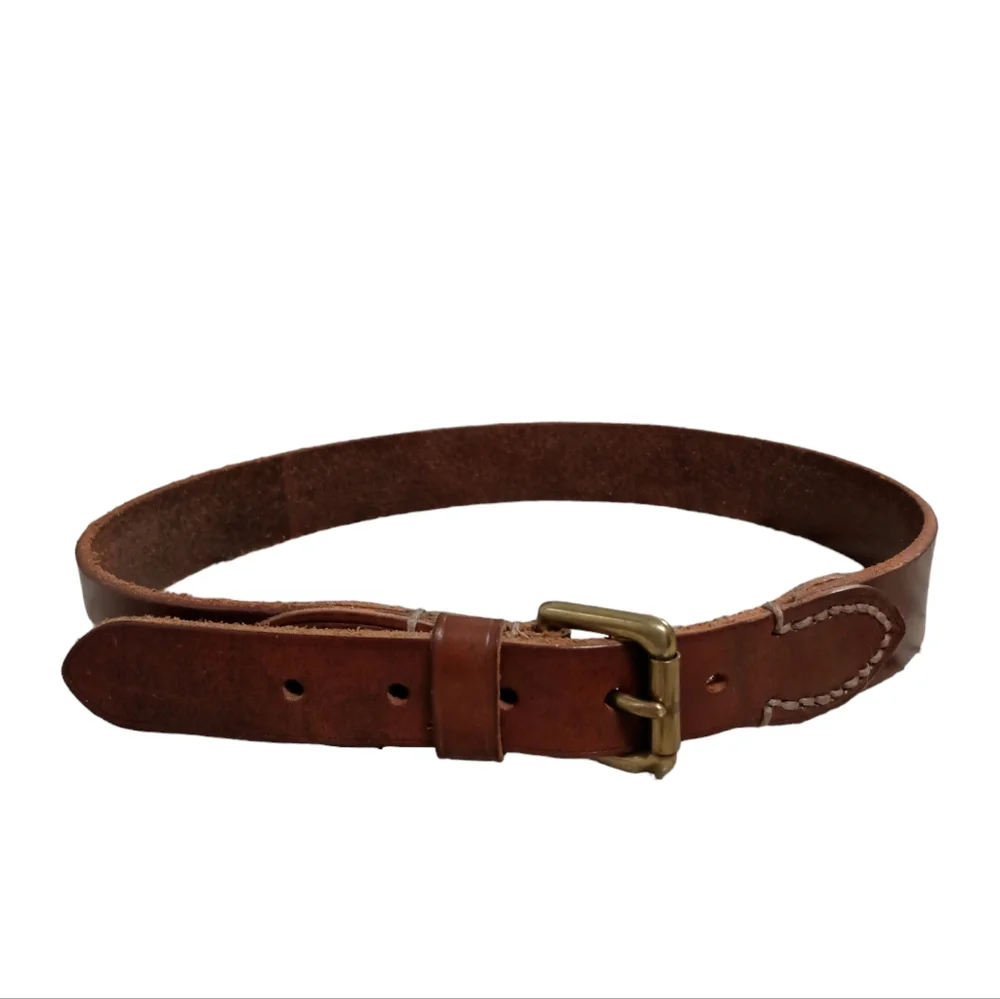 Italian brown cowhide leather belt. Made in Taiwan. Western. Unisex.